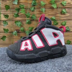 Nike Air More Uptempo TD Toddlers 7 Black White Red Leather Sneakers Comfort
